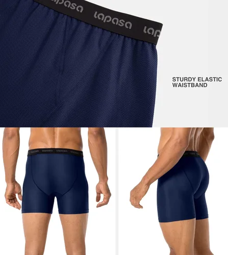 Vista 4 de LAPASA Ropa interior de viaje de secado rápido para hombre, serie Terraversal malla transpirable, calzoncillos tipo bóxer (2 y 3 paquetes)