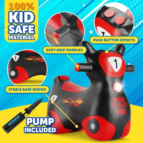 Vista 5 de Waddle Bouncy Hopper Patinete Juguete Inflable de Salto, Para Interiores y Exteriores para Niños Pequeños y Niños, Niños y Niñas de 2 Años