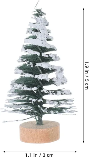 Vista 7 de 10 piezas de mini árbol de Navidad en miniatura de pinos con base de madera para manualidades, fiesta de Navidad, decoración del hogar