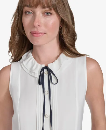Vista 3 de Tommy Hilfiger Blusa sin mangas con volantes para mujer