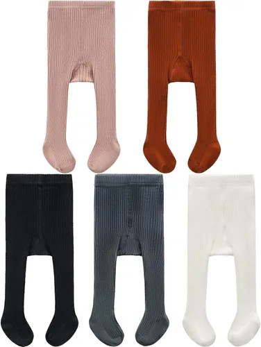 Vista 7 de CECORC - Mallas para niñas bebé, mallas para niñas pequeñas con punto trenzado, gruesas, de algodón, pantimedias para bebé, 1-10T Paquete de 2