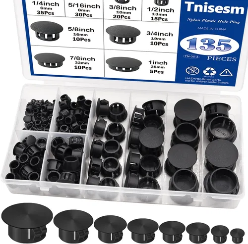 Vista 12 de Tnisesm 65 piezas 6 tamaños Tapones de goma negros para agujeros redondos, tapones de silicona, 1" 3/4" 5/8" 1/2" 3/8" 1/4" tapones de agujero