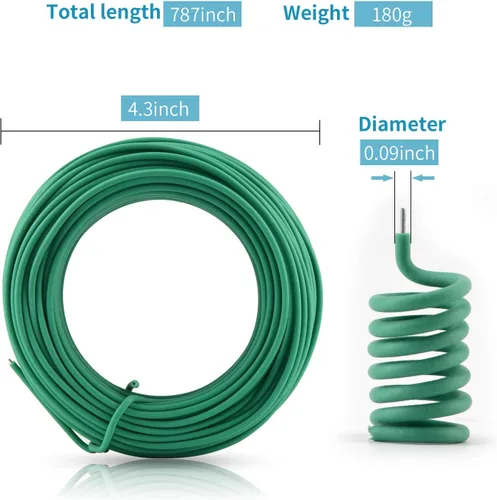 Vista 2 de YDSL Alambre Suave para Plantas de 66 Pies, Ataduras de Jardín Verdes con Giro para Plantas, Organización de Oficina y Hogar (Diámetro - 2.5MM)