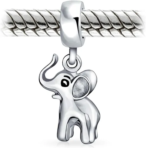Vista 2 de Lucky Zoo Animal Good Luck Trunk Up Circus Elephant Puzzle Bead Charm For Women Teen Polished .925 Sterling Silver Fits European Bracelet
