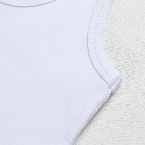 Vista 3 de Artfish Camiseta sin mangas con cuello redondo para mujer, de punto acanalado, ajustada, casual