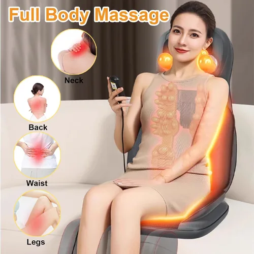 Vista 3 de Masajeador de espalda Shiatsu con calor, cojín de masaje eléctrico para el cuerpo Negro