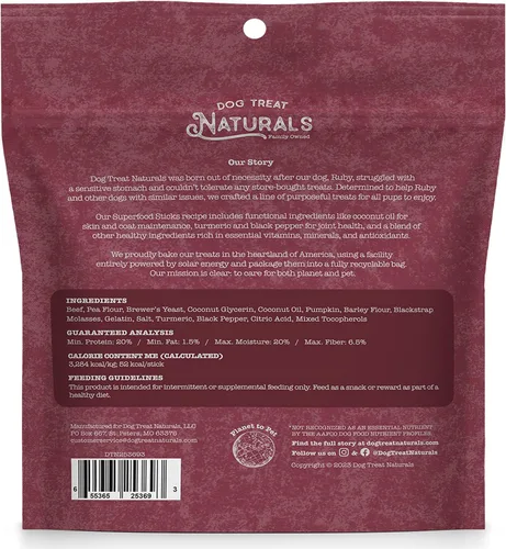 Vista 8 de Dog Treat Naturals Palitos de superalimento, carne de res y calabaza, bolsa de 10 onzas, palitos masticables para perros, totalmente naturales