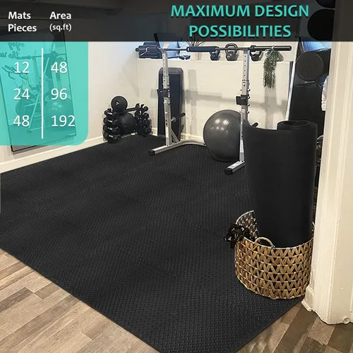 Vista 5 de BEAUTYOVO Tapete de ejercicio tipo rompecabezas con 12/24/48 baldosas de espuma entrelazadas para gimnasio, baldosas de espuma EVA de 24'' x 24