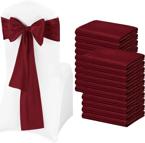 Vista 8 de Pesonlook 50 cintas de satén para silla, lazos de satén negro, lazos para silla, suministros para bodas, recepciones, eventos, banquetes, fiestas