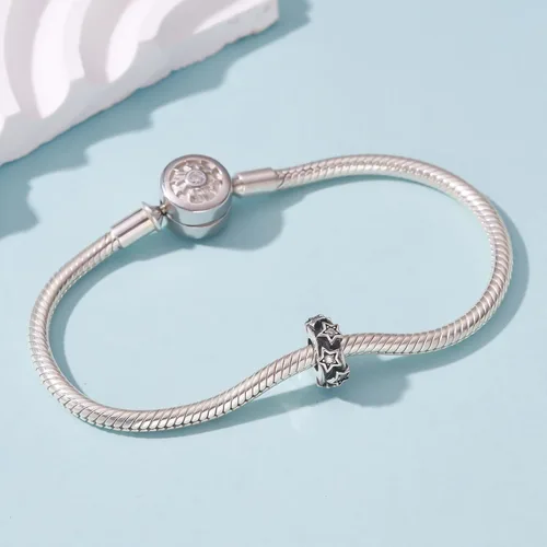 Vista 44 de 925 plata esterlina espaciador encanto grano con CZ transparente para pulseras Pandora Charms
