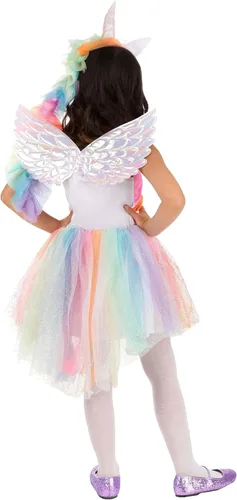 Vista 5 de Girls Magical Rainbow Unicorn Tutu Dress Costume, Ideal for Fantasy Dress Up Parties or Halloween Small
