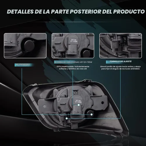 Vista 5 de Kit de montaje de luces antiniebla de conducción para Nissan X-trail Rogue 2014-2016 Reemplazo de luz antiniebla con interruptor de bombillas
