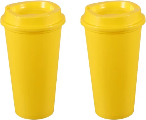 Vista 34 de uxcell 2 tazas reutilizables para café, 16 onzas, café de viaje, color azul Azul claro