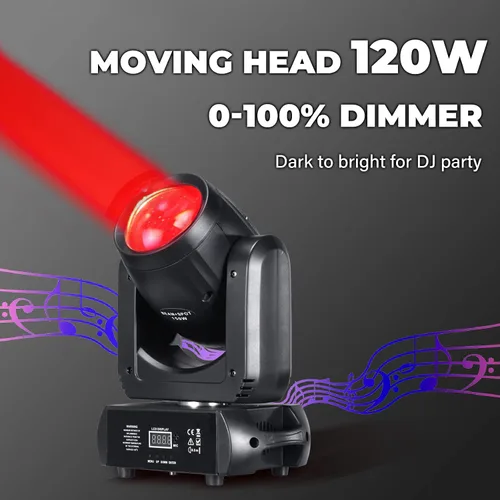 Vista 7 de 120W LED Cabeza Móvil Dj Luz Roto Prism Beam Etapa Luces 8 GOBOs 8 Colores DMX 512 12CH Sonido DJ Iluminación para Disco Fiesta Eventos Boda Etapa