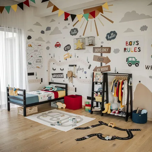 Vista 4 de Sweet Home from wood Armario infantil – Perchero de madera con riel colgante y estante de exhibición para niños – Muebles de vestir de bricolaje