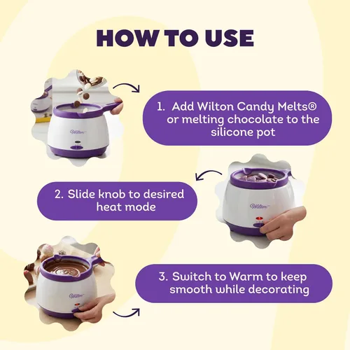 Vista 7 de Wilton Candy Melts Olla para Derretir, Perfecta para Fresas y Cakepops, Capacidad de 2.5 Tazas, el Empaque Puede Variar 2.5-Cup Electric Melting