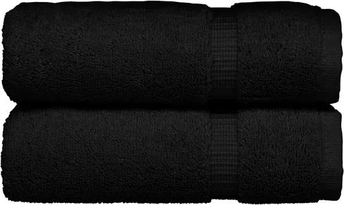 Vista 4 de Toalla de mano con monograma, regalo personalizado, 16 x 30 pulgadas, letra blanca bordada con diseño de corona en toalla negra, extra absorbente