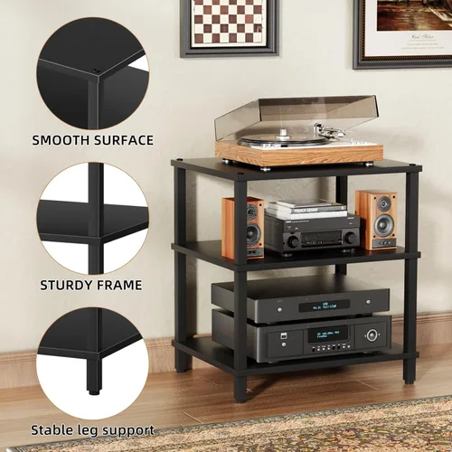 Vista 7 de Soporte para reproductor multimedia AV de 3 niveles, gabinete estéreo, gabinete estéreo moderno, estante de consola de juegos, soporte de TV