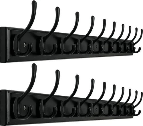 Vista 10 de WEBI Perchero de pared para montar en la pared, ganchos para colgar en la pared de 38 1/4" de largo, perchero de pared de bambú con gancho