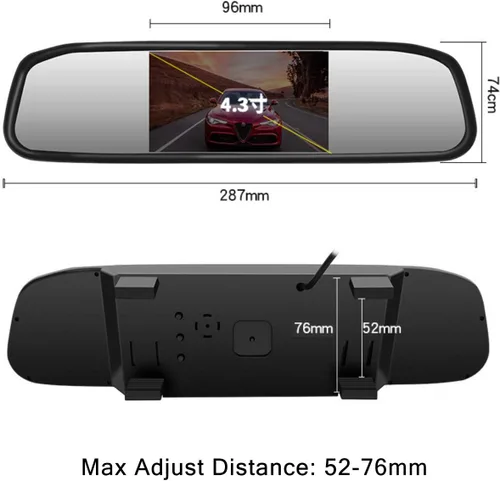 Vista 3 de Monitor de video de coche de 4.3 pulgadas, espejo retrovisor automático, pantalla LCD de 12 V-24 V, montaje universal, espejo de corriente con clip