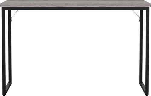 Vista 11 de Martha Stewart Noah Home Office Parsons Escritorio en grano de madera gris con marco de metal de bronce aceitado