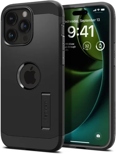Vista 23 de Spigen Tough Armor MagFit Funda Diseñada para iPhone 15 (2023) [Soporte] [Protección de Grado Militar] Compatible con MagSafe - Negro