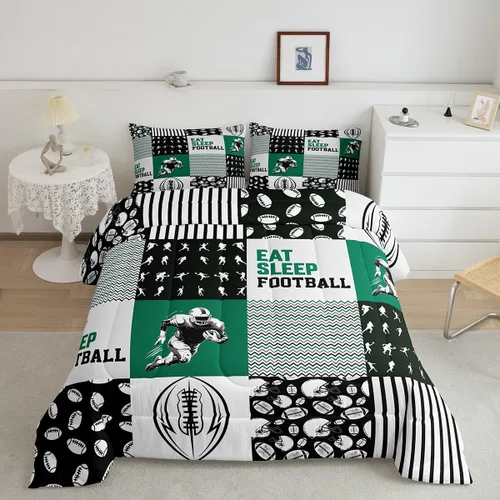 Vista 10 de Erosebridal Juego de edredón de hockey sobre hielo para niños, juego de ropa de cama de hockey sobre hielo, juego de cama individual de deportes