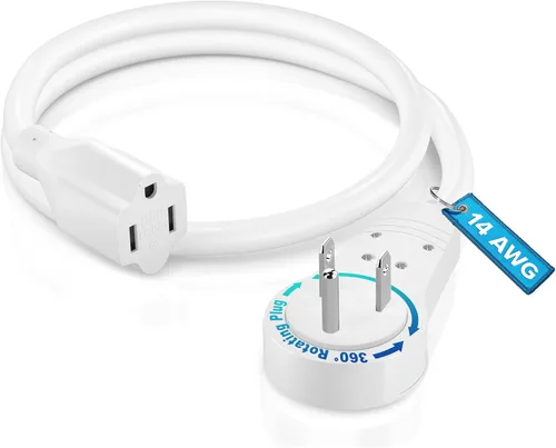 Vista 22 de Maximm - Cable de extensión de 0.15 m con enchufe plano giratorio de 360°, cable de alimentación a tierra de 3 puntas, certificado UL, 13A 125V Negro