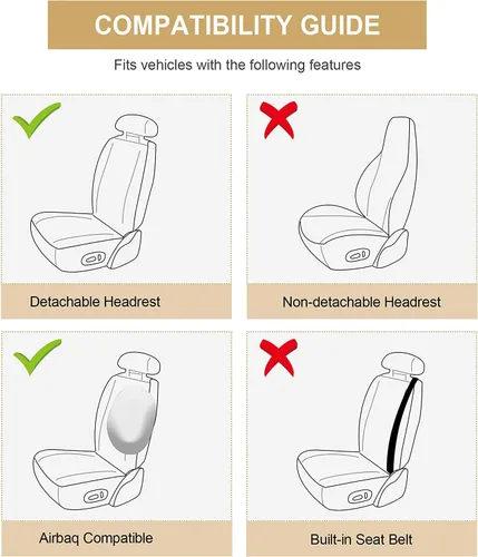 Vista 6 de Juego completo de fundas de asiento de automóvil para Mazda CX-3 2016-2021 con cuero impermeable, resistente al desgaste y fácil de instalar Beige