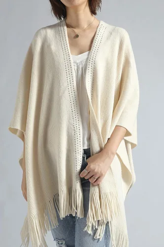 Vista 62 de Moss Rose Chal de viaje para mujer, capa tipo poncho de frente abierto para otoño e invierno