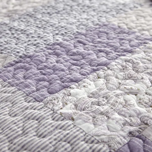 Vista 3 de Donna Sharp Edredón King – Colcha contemporánea de algodón rosa lavanda con patrón de retazos – lavable a máquina Lavable a máquina, incluye solo