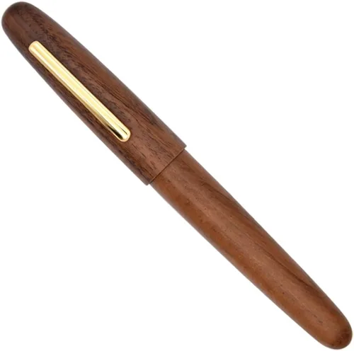 Vista 2 de Jinhao 9056 Pluma estilográfica vintage de madera natural, punta fina, madera Juglans regia