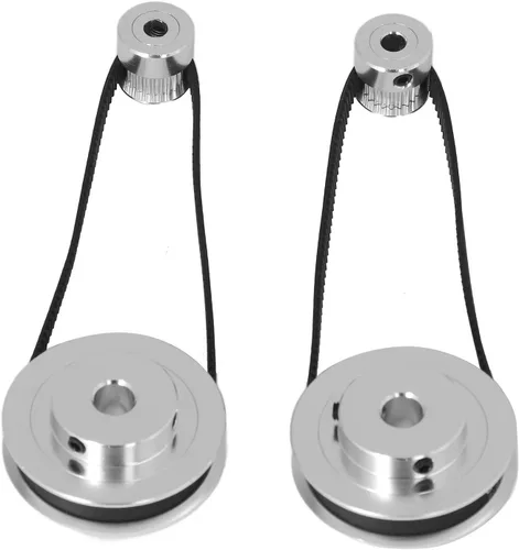 Vista 8 de Juego de polea de sincronización de aluminio de rueda síncrona, 20 dientes, 60 dientes con 11.024 in de longitud, 0.236 in de ancho, correa