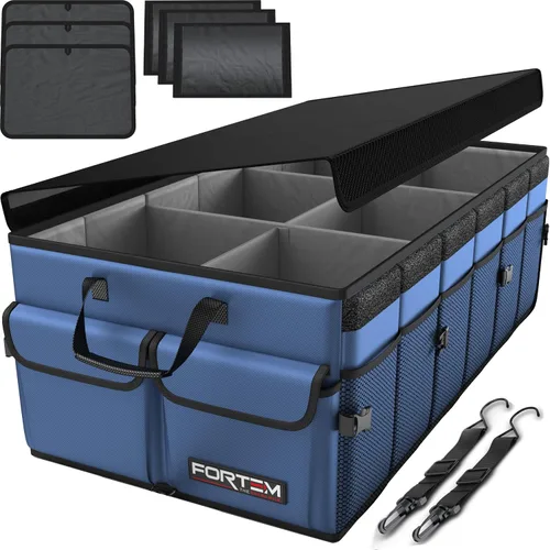 Vista 28 de FORTEM Organizador de maletero para SUV, organizador de maletero de automóvil, almacenamiento plegable, accesorios de coche para mujeres y hombres