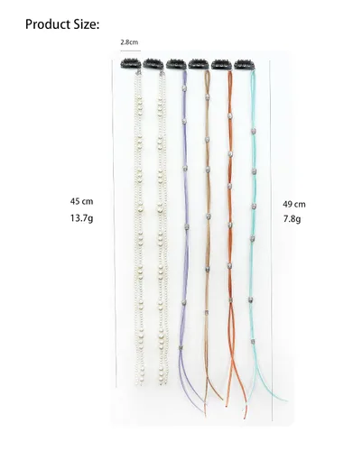 Vista 2 de Diadema trenzada de perlas de imitación y estilo bohemio, pinzas para trenzar el cabello, extensiones de cabello largo, cadena de cabello
