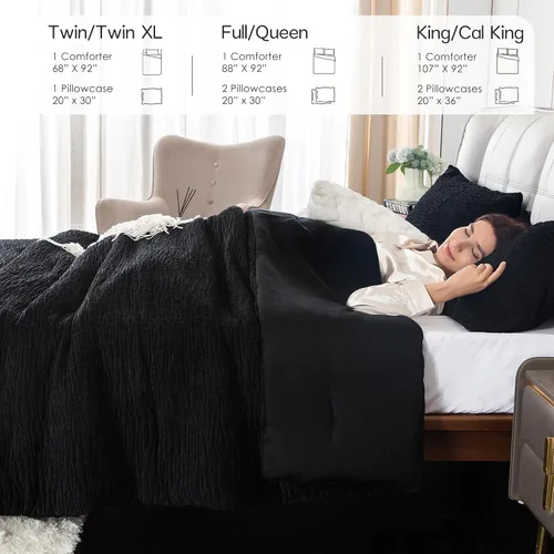 Vista 7 de COTTEBED Juego de edredón reversible de chenilla de algodón Twin, ropa de cama moderna suave con textura de rayas de lujo, edredón de plumón