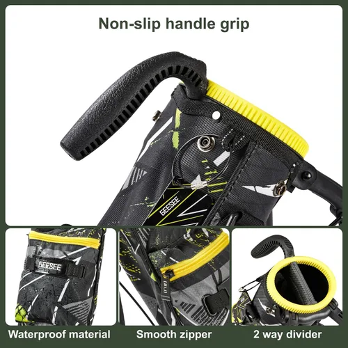 Vista 5 de Golf Stand Bag, 2 Way Dividers Golf Bag, Sunday Golf Bag Lightweight Par 3 Golf Bag, Pitch and Putt Youth Golf Bag with Multiple Storage Pockets for