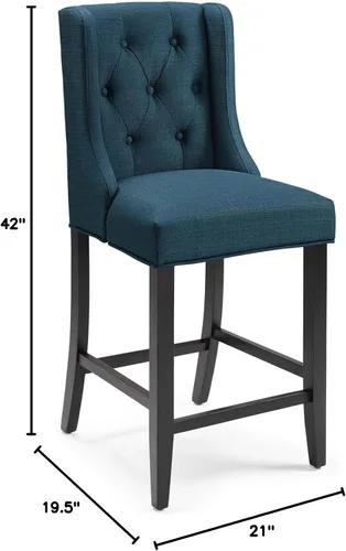 Vista 3 de Modway Baronet - Juego de 2 taburetes tapizados de tela con botones copetudos, color azul