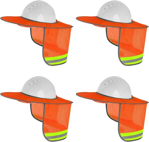 Vista 7 de 4 paquetes de protector solar para casco duro - Visera completa de malla con protección para el cuello y tira reflectante para accesorios de casco