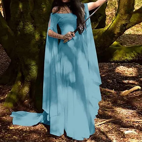 Vista 2 de Vestido renacentista para mujer, vestido victoriano, gótico, retro, medieval, vestido tradicional irlandés, vestido de fiesta de cosplay