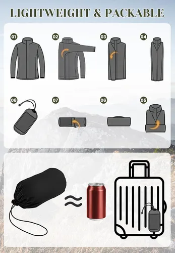Vista 2 de Zando Plus Size Rain Jacket Womens Waterproof - Lightweight Packable Raincoat Hooded Windbreaker Travel Rain Coat for Women