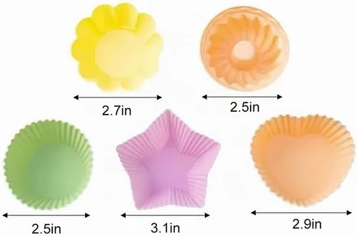 Vista 2 de 5 moldes de silicona para hornear, mini cupcakes, forros para magdalenas, tazas reutilizables para horno, freidora de aire, microondas