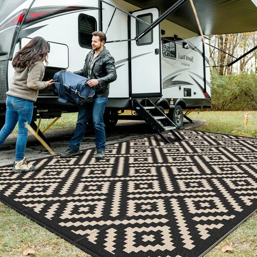 Vista 41 de GENIMO - Tapete de exterior para patio, 6 x 9 pies, impermeable, reversible, de plástico, para campamento, caravana, terraza, porche, cámper