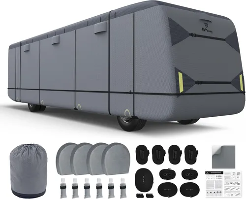 Vista 22 de RVMasking - Funda para remolque de RV de 18 a 20 pies, funda de 7 capas extra gruesa para cámper impermeable y resistente al viento