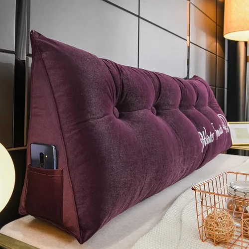 Vista 15 de Almohada de cabecera con cuña para lectura, respaldo de vellón, almohada de descanso de lectura, cojín triangular grande para la espalda, almohada