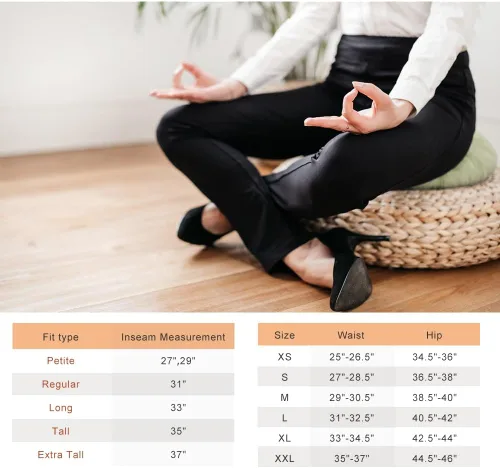 Vista 5 de Yogipace - Pantalones deportivos de yoga y de vestir para mujer, con trabillas para cinturón y pierna recta, disponibles en talla pequeña, regular