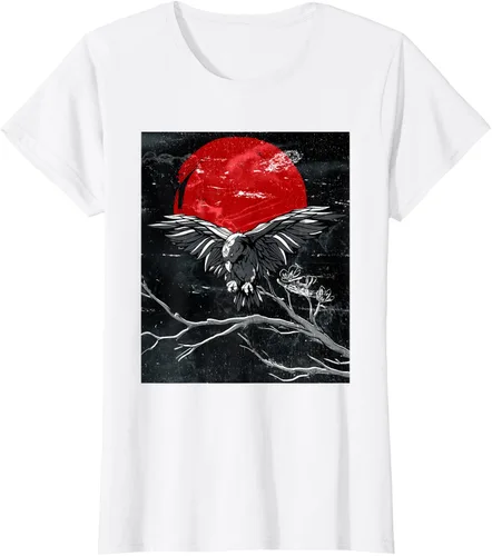 Vista 16 de Red Moon Raven - Camiseta japonesa de cuervo negro, Negro, S