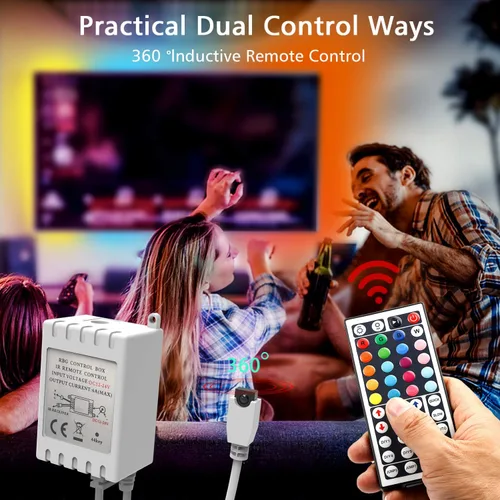 Vista 5 de Dalattin - Tira de luces LED para dormitorio de 25 pies, kit de tiras de luces LED RGB 5050 con cambio de color, control remoto de 44 teclas