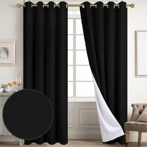 Vista 15 de Diraysid Cortinas 100% opacas de lino beige para dormitorio, con ojales, aislamiento térmico, cortinas de oscurecimiento de habitación